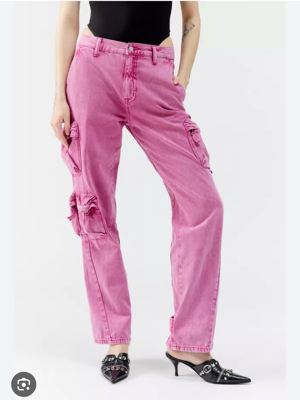 PISTOLA Pink Cargo Straight-Leg Jeans